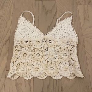 ZARA BOHO CROP TOP PLUNGE NECKLINE